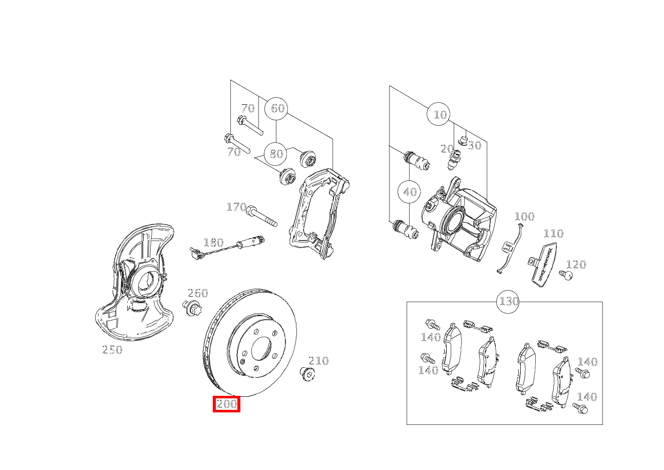 Bremsscheibe belüftet Vorn rechts E 250 d Coupé 207