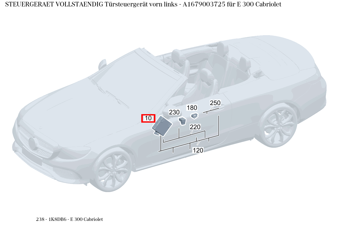 Steuergerät vollständig Türsteuergerät vorn links E 300 Cabriolet 238