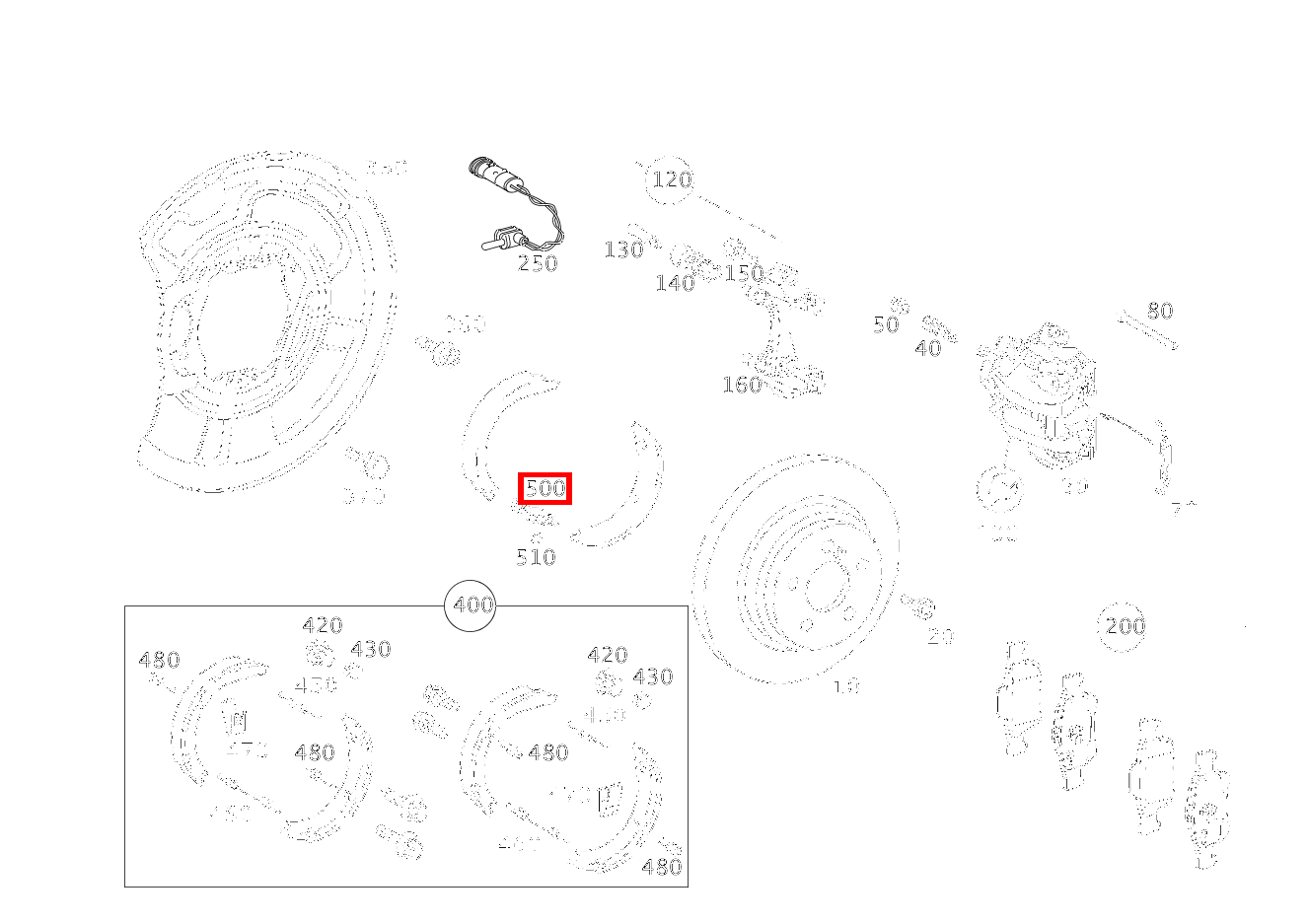 SPREIZSCHLOSS BREMSE BREMSBACKENLAGERUNG SL 65 AMG Roadster BCA 230