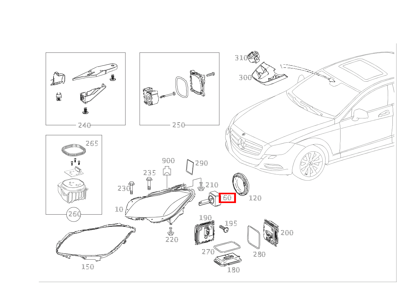 GASENTLAD.LAMPE Abblendlicht rechts; D1S-35W-BIXENON CLS350CDI BE 218