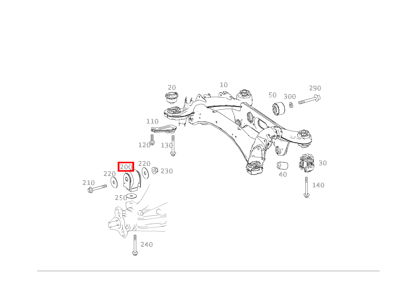 Lager Hinterachsgetriebe an Querbrücke vorn E300 BT H 212 Lager Hinterachsgetriebe an Querbrücke vorn E300 BT H 212