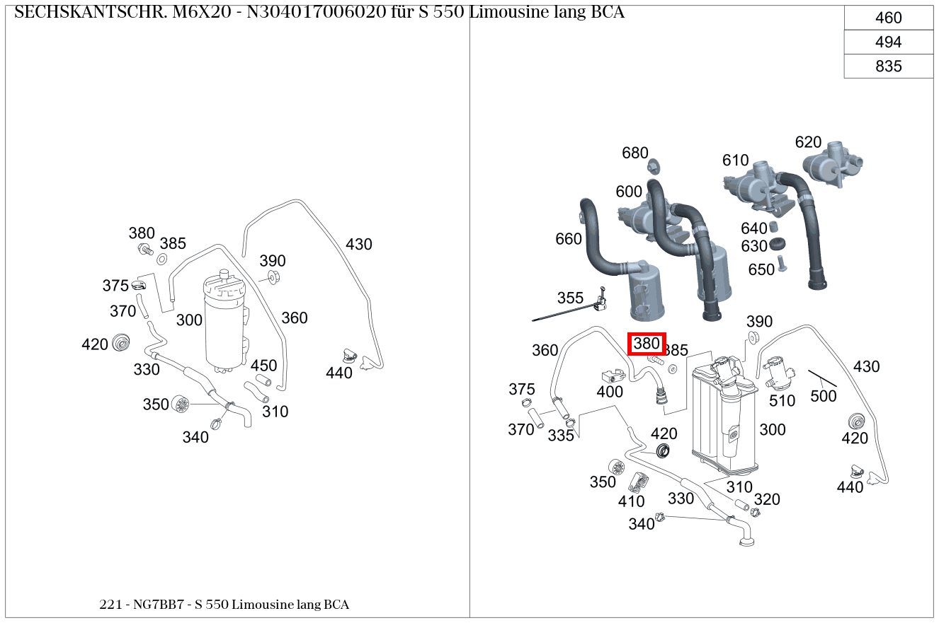Sechskantschraube M6X20 S 550 Limousine lang BCA 221