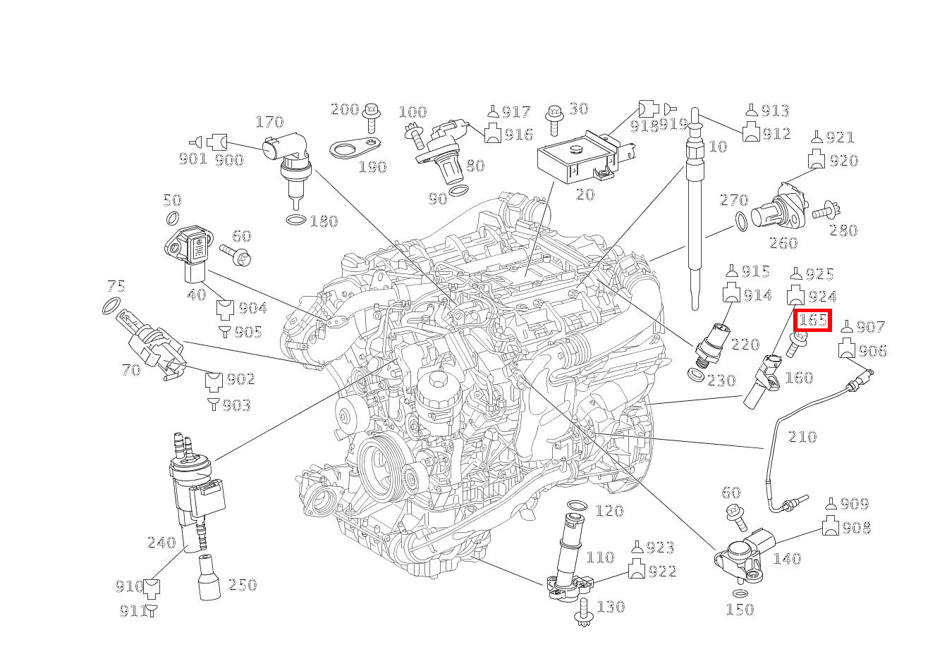 Sechsrundschraube Positionsgeber Kurbelwelle; M6X16 GL420CDI 4M 164 Sechsrundschraube Positionsgeber Kurbelwelle; M6X16 GL420CDI 4M 164