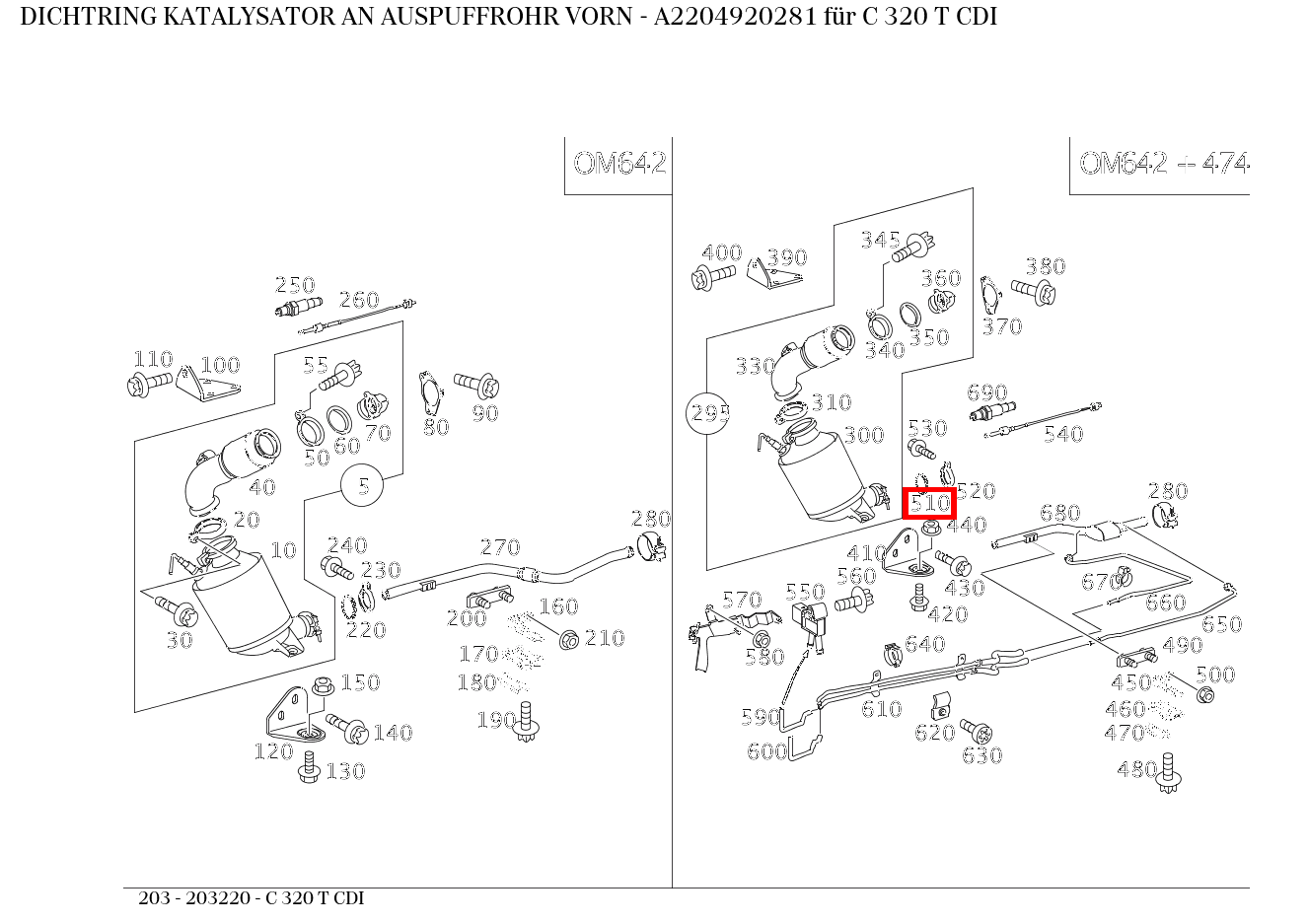 Dichtring KATALYSATOR AN AUSPUFFROHR VORN C 320 T CDI 203 Dichtring KATALYSATOR AN AUSPUFFROHR VORN C 320 T CDI 203