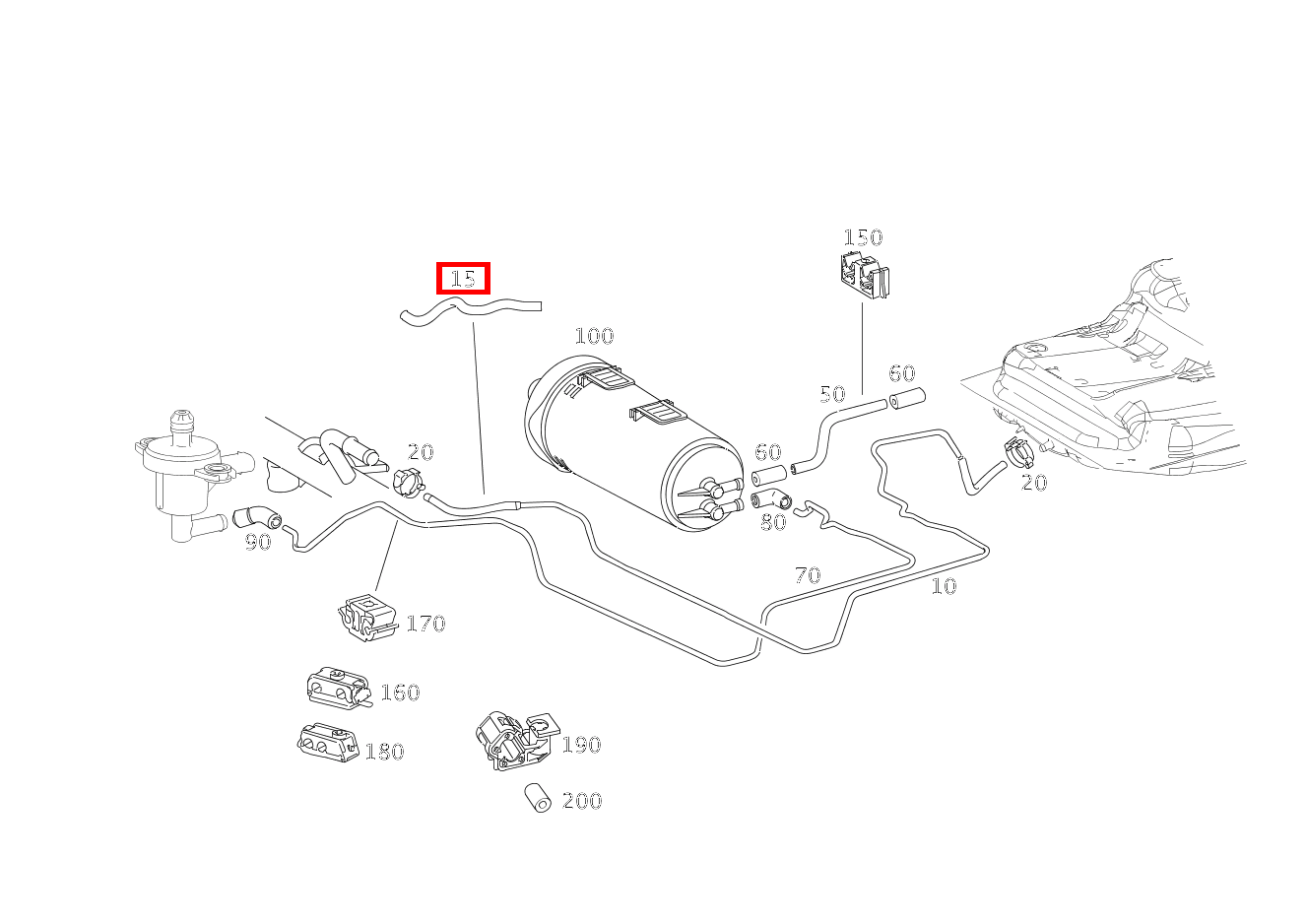 Kraftstoffschlauch VORLAUFLEITUNG AN MOTOR A 200 TURBO COUPE 169 Kraftstoffschlauch VORLAUFLEITUNG AN MOTOR A 200 TURBO COUPE 169