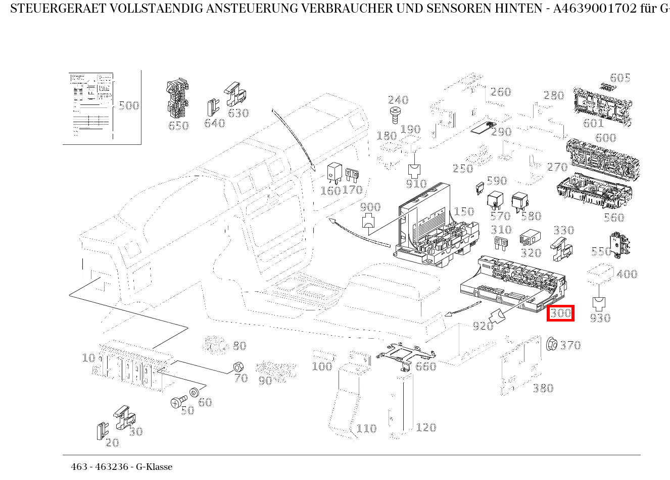 Steuergerät vollständig ANSTEUERUNG VERBRAUCHER UND SENSOREN HINTEN G-Klasse 463