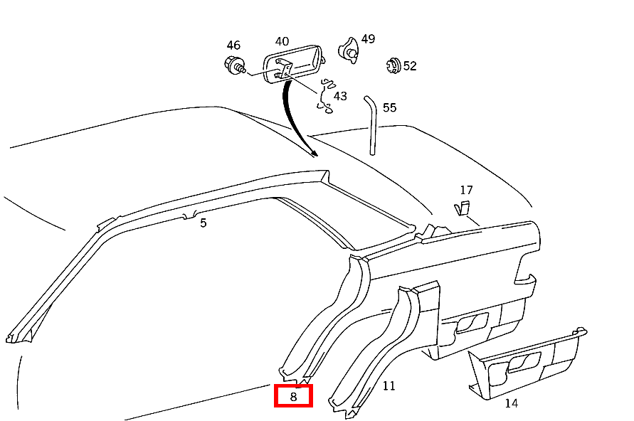 Kotflügel hinten MIT ANTENNENLOCH,LINKS 300 E 4MATIC 124