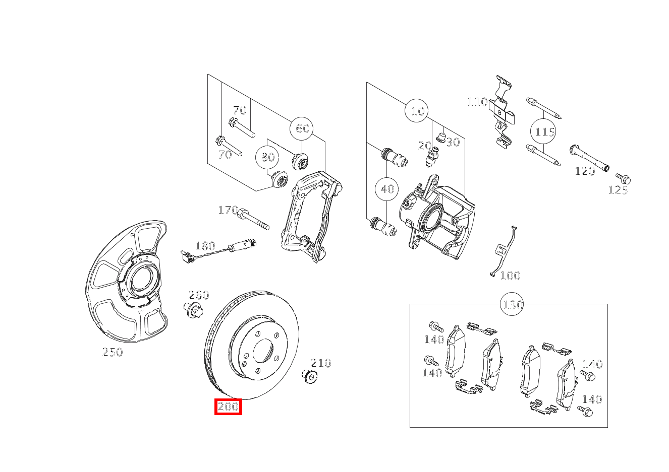 Bremsscheibe belüftet Vorne Rechts E200TCGI BLUE EFF 212 Bremsscheibe belüftet Vorne Rechts E200TCGI BLUE EFF 212