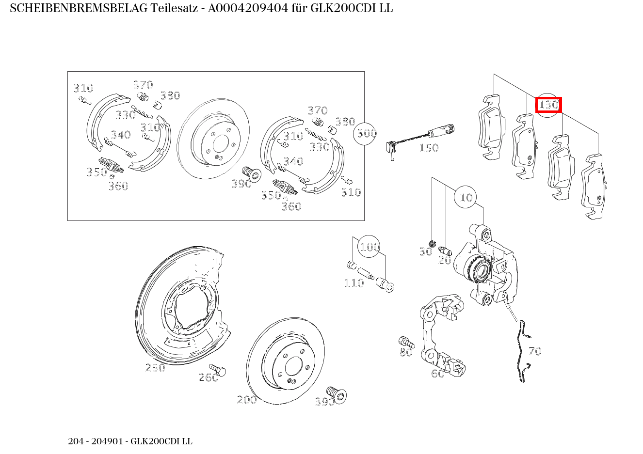 Scheibenbremsbelag Teilesatz GLK200CDI LL 204 Scheibenbremsbelag Teilesatz GLK200CDI LL 204