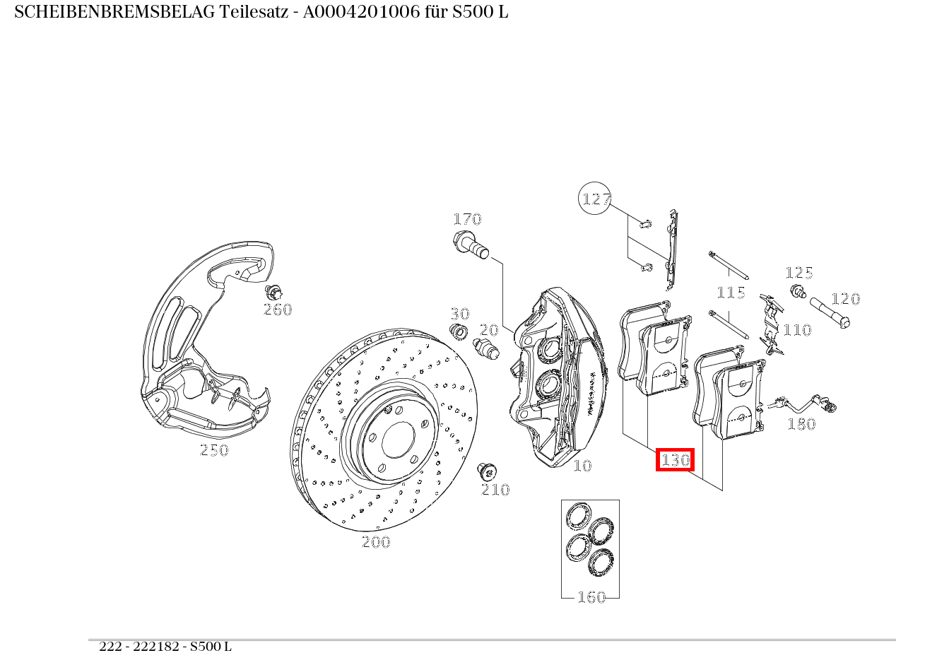 Scheibenbremsbelag Teilesatz S500 L 222