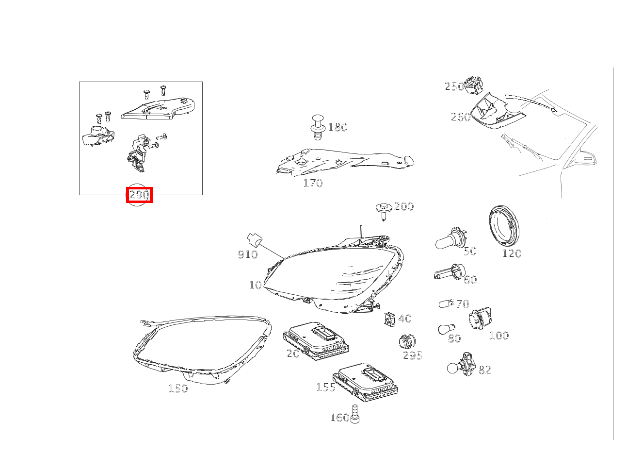 Reparatursatz Halter Reparaturlösung für Scheinwerfer rechts C 180 205