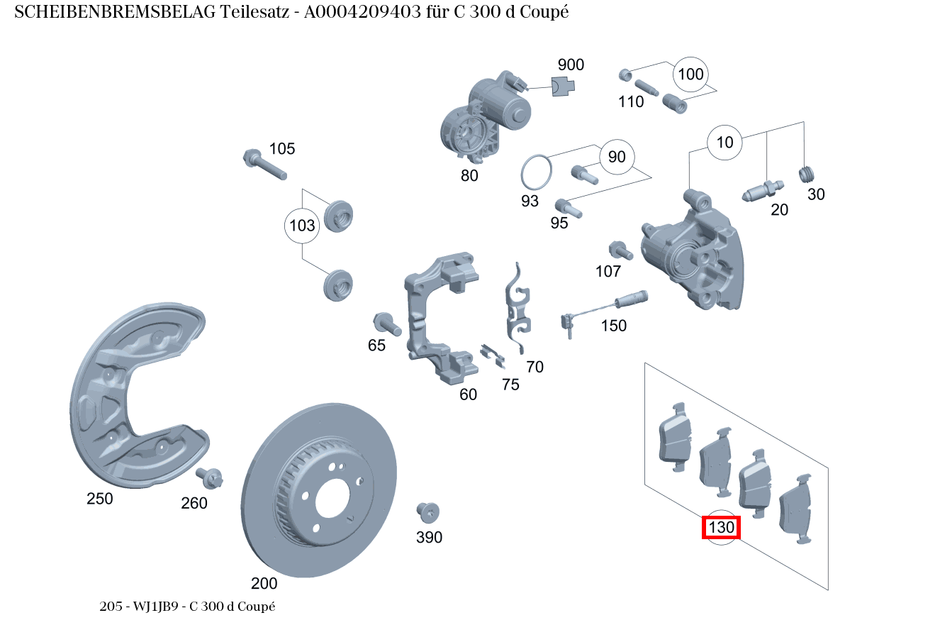 Scheibenbremsbelag Teilesatz C 300 d Coupé 205 Scheibenbremsbelag Teilesatz C 300 d Coupé 205