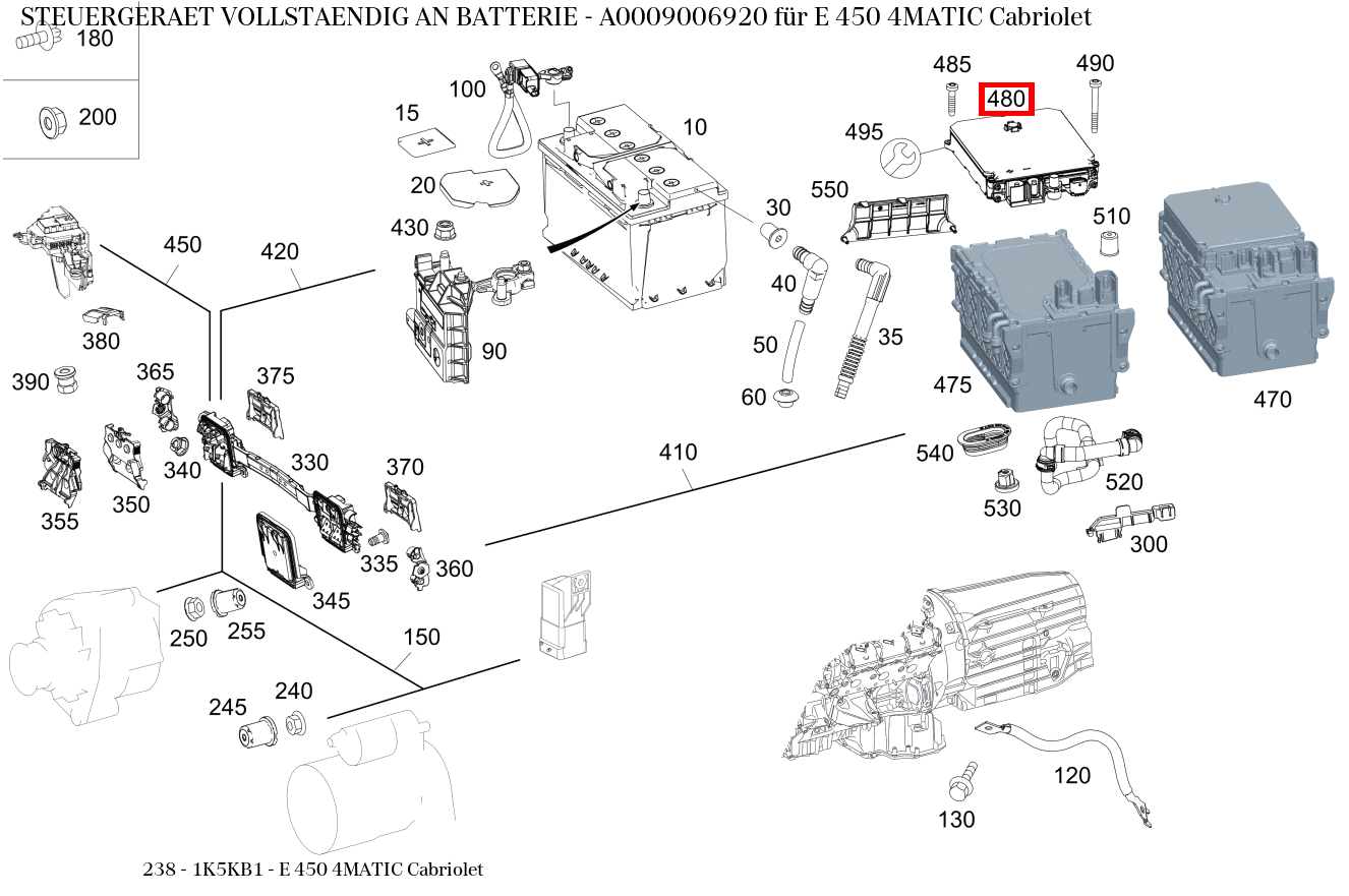 Steuergerät vollständig AN BATTERIE E 450 4MATIC Cabriolet 238