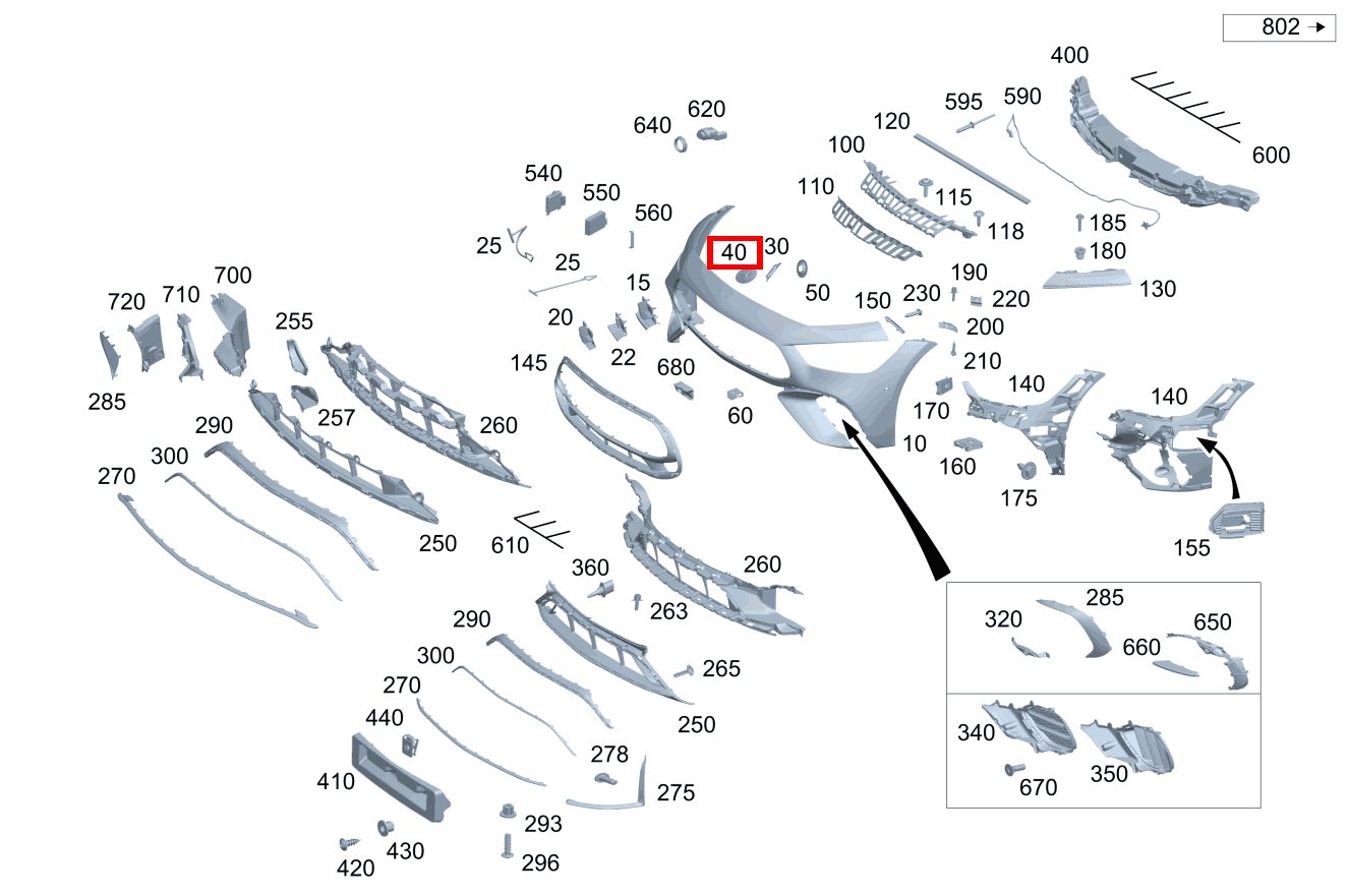 Firmenzeichen Stoßfängerverkleidung oben Mercedes-AMG GT 63 S E PERFORMANCE 290