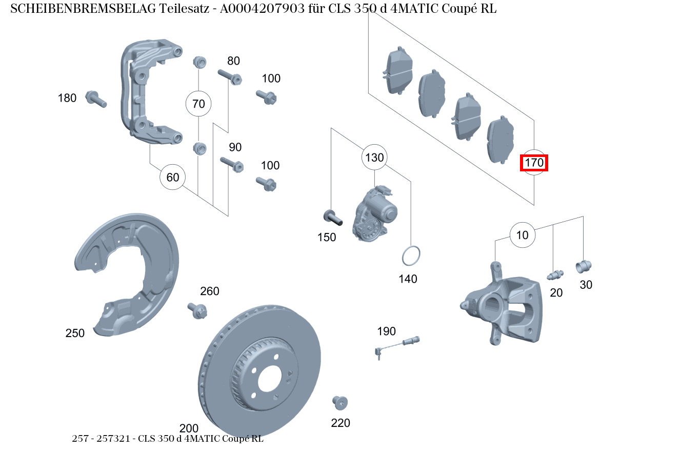 Scheibenbremsbelag Teilesatz CLS 350 d 4MATIC Coupé RL 257