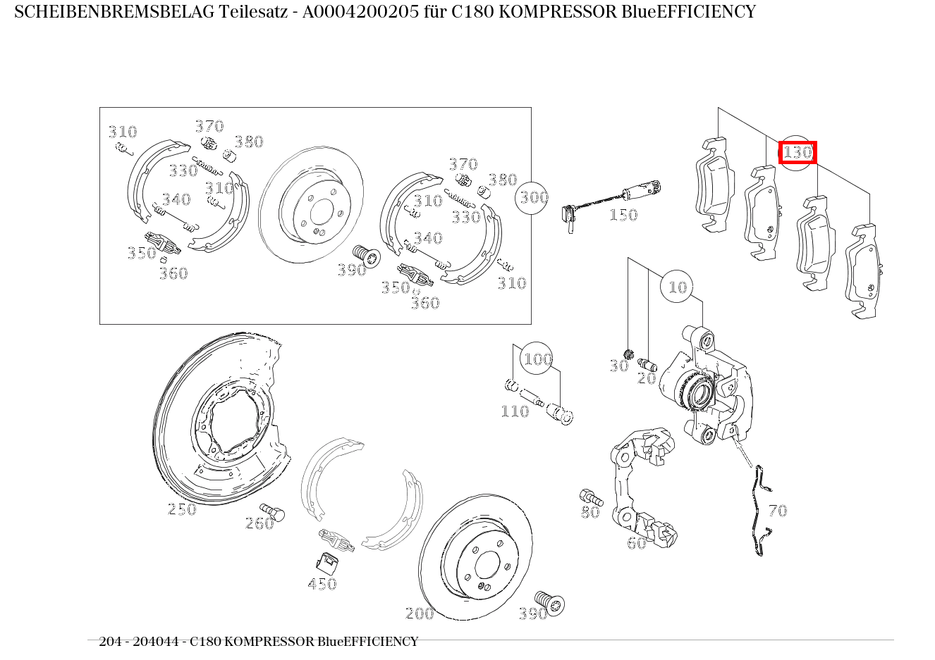 Scheibenbremsbelag Teilesatz C180 KOMPRESSOR BlueEFFICIENCY 204 Scheibenbremsbelag Teilesatz C180 KOMPRESSOR BlueEFFICIENCY 204