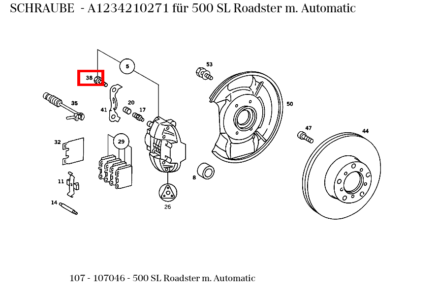 Schraube 500 SL Roadster m. Automatic 107 Schraube 500 SL Roadster m. Automatic 107