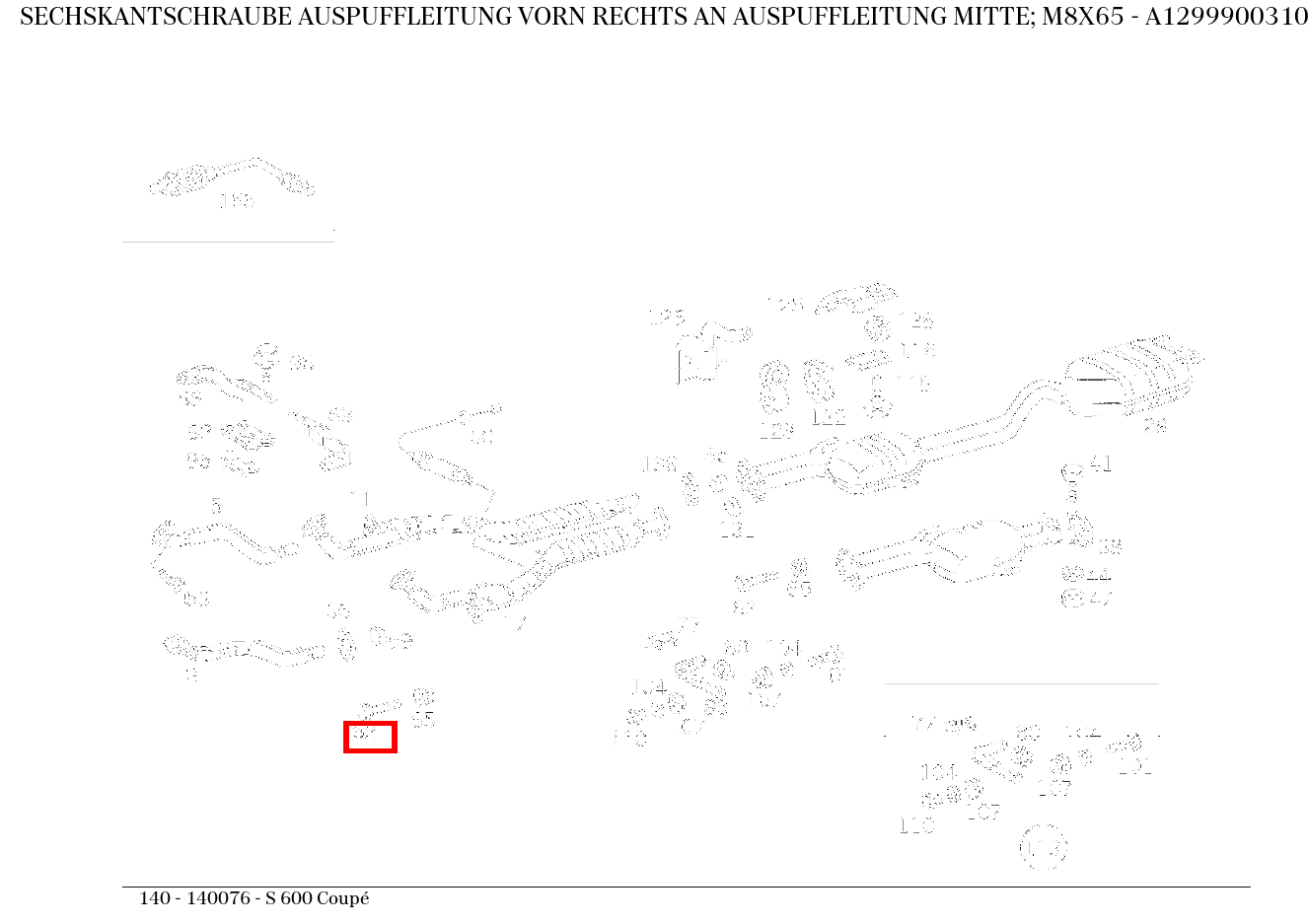 Sechskantschraube AUSPUFFLEITUNG VORN RECHTS AN AUSPUFFLEITUNG MITTE; M8X65 S 600 Coupé 140