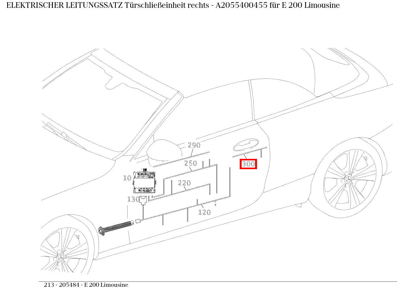 Elektrischer Leitungssatz Türschließeinheit rechts E 200 Limousine 213
