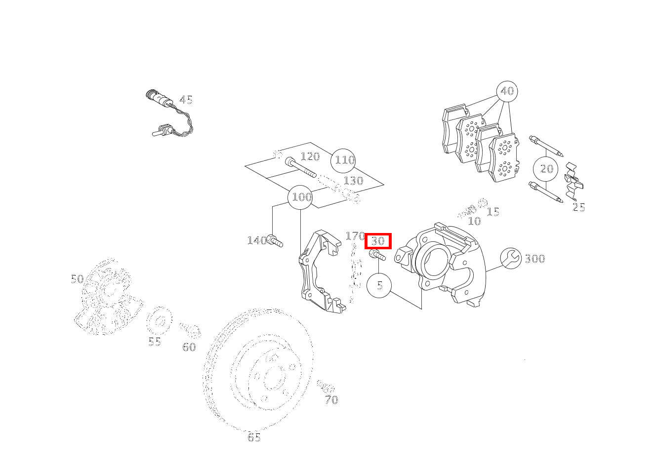 SECHSKANT-PASSSCHRAUBE BREMSSATTEL AN ACHSSCHENKEL, RECHTS; M14X32 S 65 AMG L 220