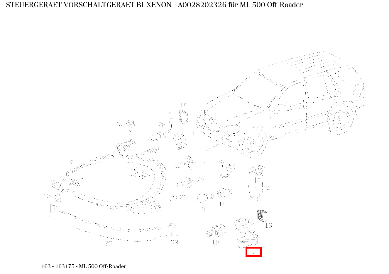 STEUERGERAET VORSCHALTGERAET BI-XENON ML 500 Off-Roader 163 STEUERGERAET VORSCHALTGERAET BI-XENON ML 500 Off-Roader 163