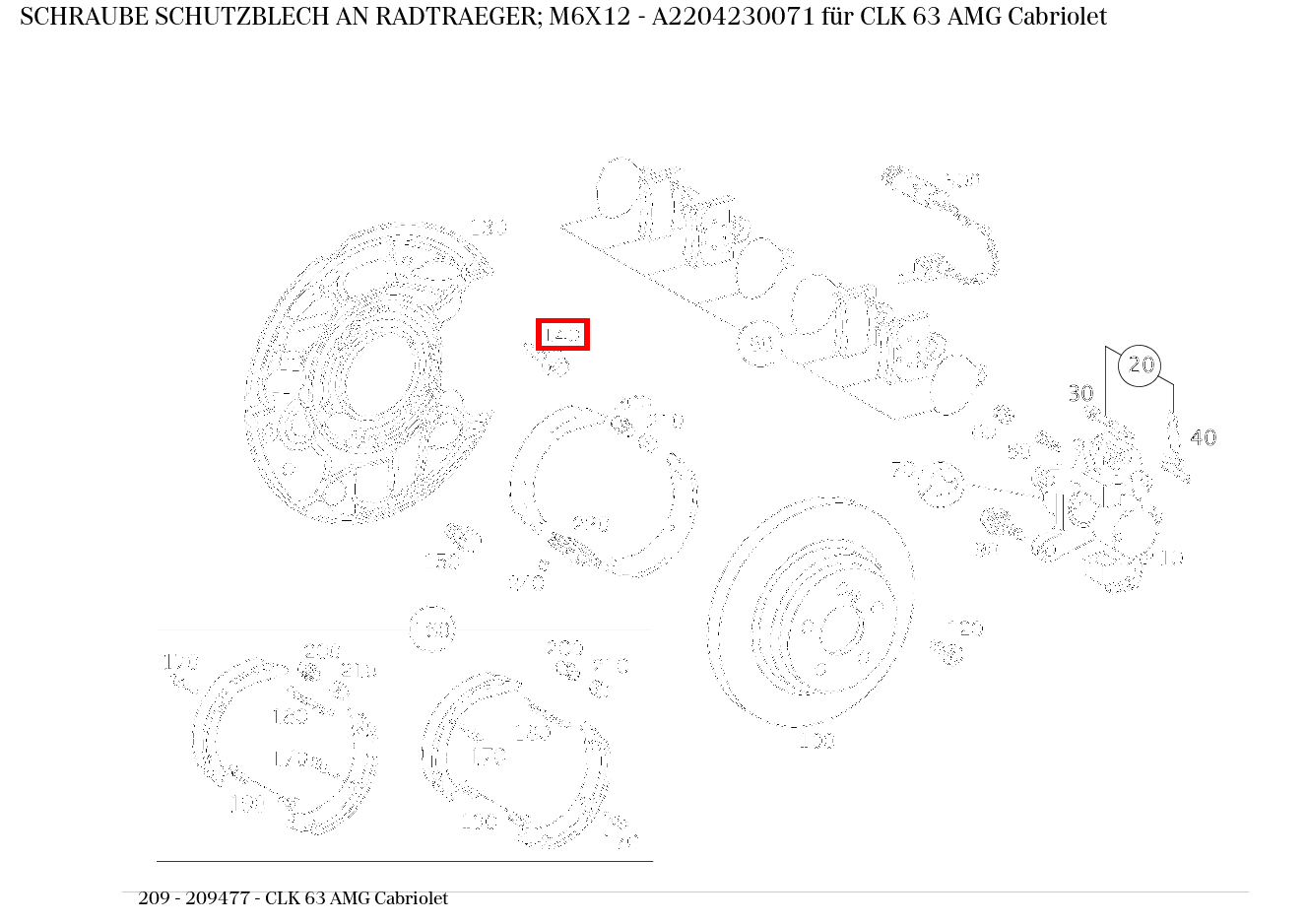Schraube SCHUTZBLECH AN RADTRAEGER; M6X12 CLK 63 AMG Cabriolet 209