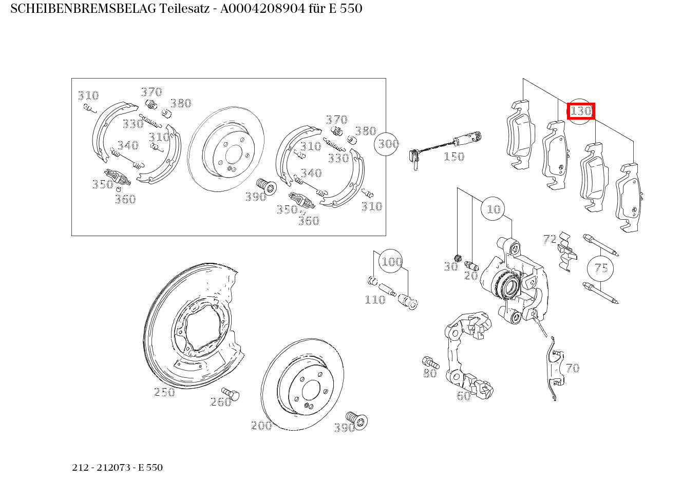 Scheibenbremsbelag Teilesatz E 550 212 Scheibenbremsbelag Teilesatz E 550 212