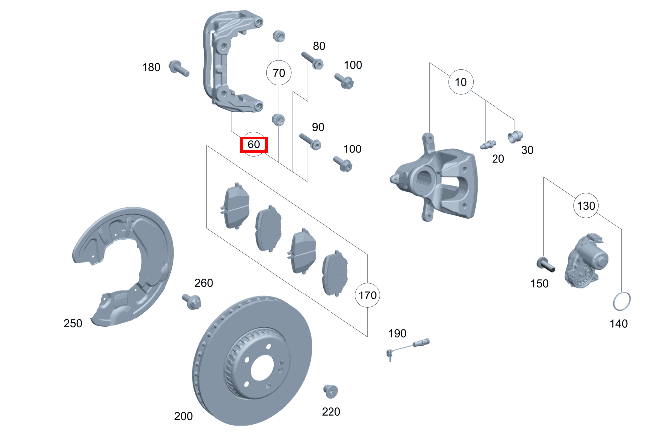 Bremsträger Bremssattel rechts Mercedes-AMG E 53 4MATIC+ Cabriolet 238 Bremsträger Bremssattel rechts Mercedes-AMG E 53 4MATIC+ Cabriolet 238