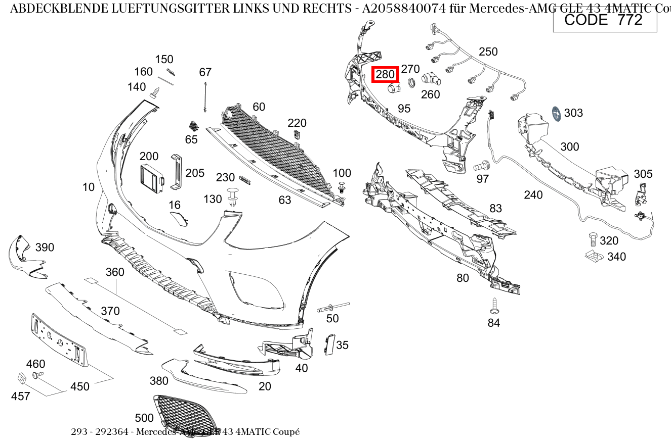 Abdeckblende LUEFTUNGSGITTER LINKS UND RECHTS Mercedes-AMG GLE 43 4MATIC Coupé 293 Abdeckblende LUEFTUNGSGITTER LINKS UND RECHTS Mercedes-AMG GLE 43 4MATIC Coupé 293