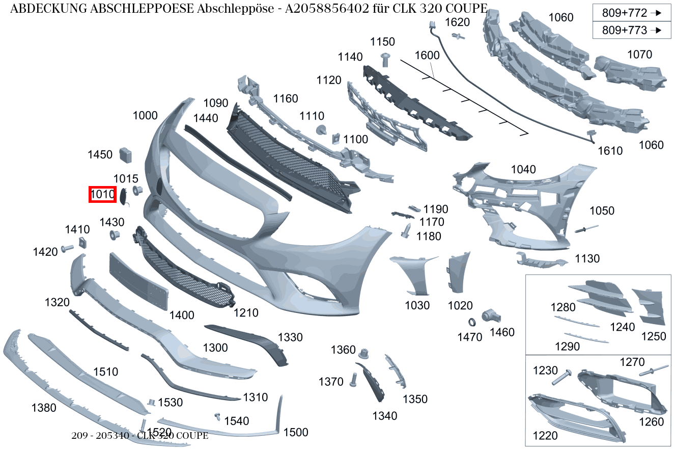 Abdeckung Abschleppöse Abschleppöse CLK 320 COUPE 209