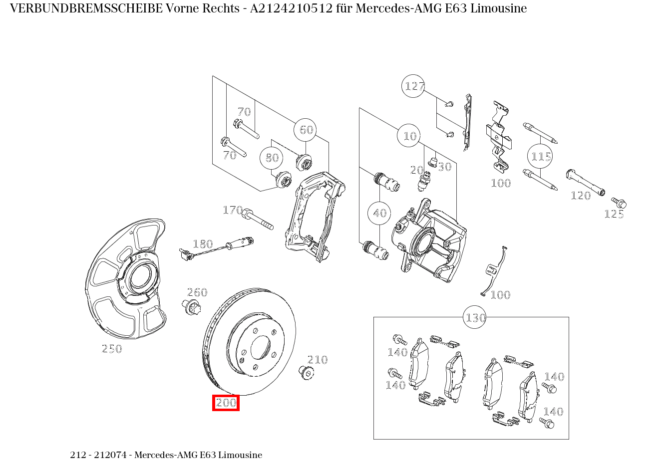 Verbundbremsscheibe Vorne Rechts Mercedes-AMG E63 Limousine 212