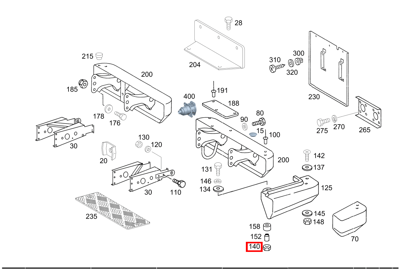 Sechskantmutter Kappe an Stoßfänger rechts und links; M6 G 300 CDI 461