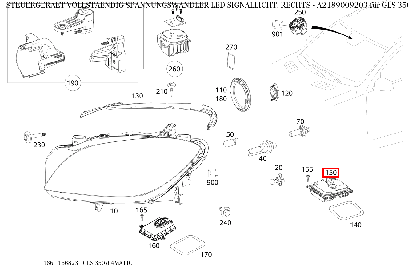Steuergerät vollständig SPANNUNGSWANDLER LED SIGNALLICHT, RECHTS GLS 350 d 4MATIC 166 Steuergerät vollständig SPANNUNGSWANDLER LED SIGNALLICHT, RECHTS GLS 350 d 4MATIC 166