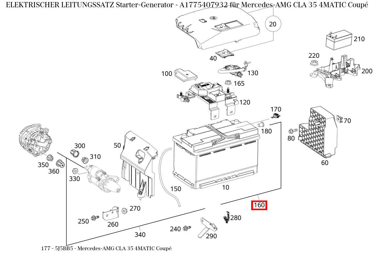 Elektrischer Leitungssatz Starter-Generator Mercedes-AMG CLA 35 4MATIC Coupé 177 Elektrischer Leitungssatz Starter-Generator Mercedes-AMG CLA 35 4MATIC Coupé 177