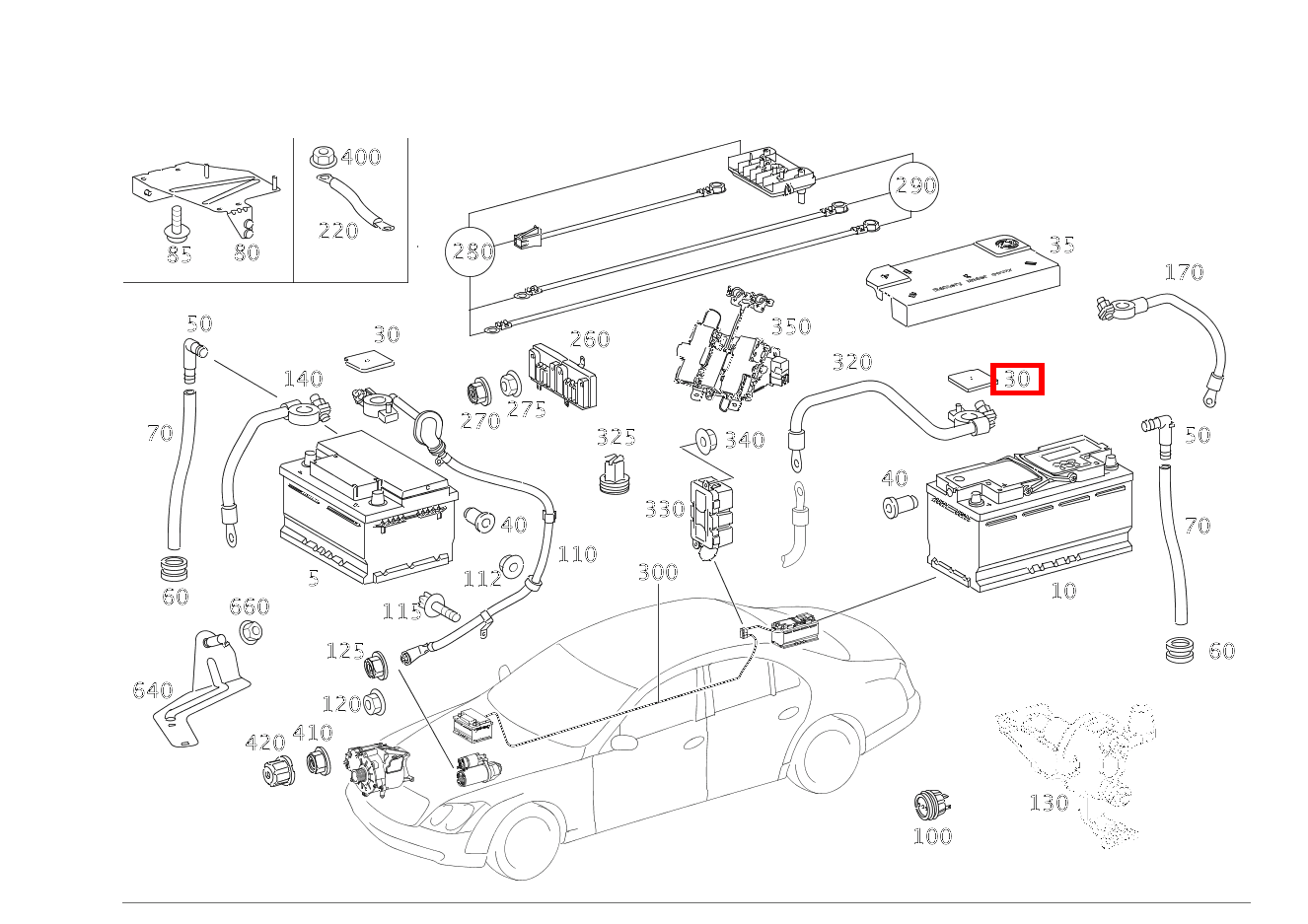 Schutzkappe BATTERIE-PLUSPOL Maybach 62 S (langer Radstand) 240