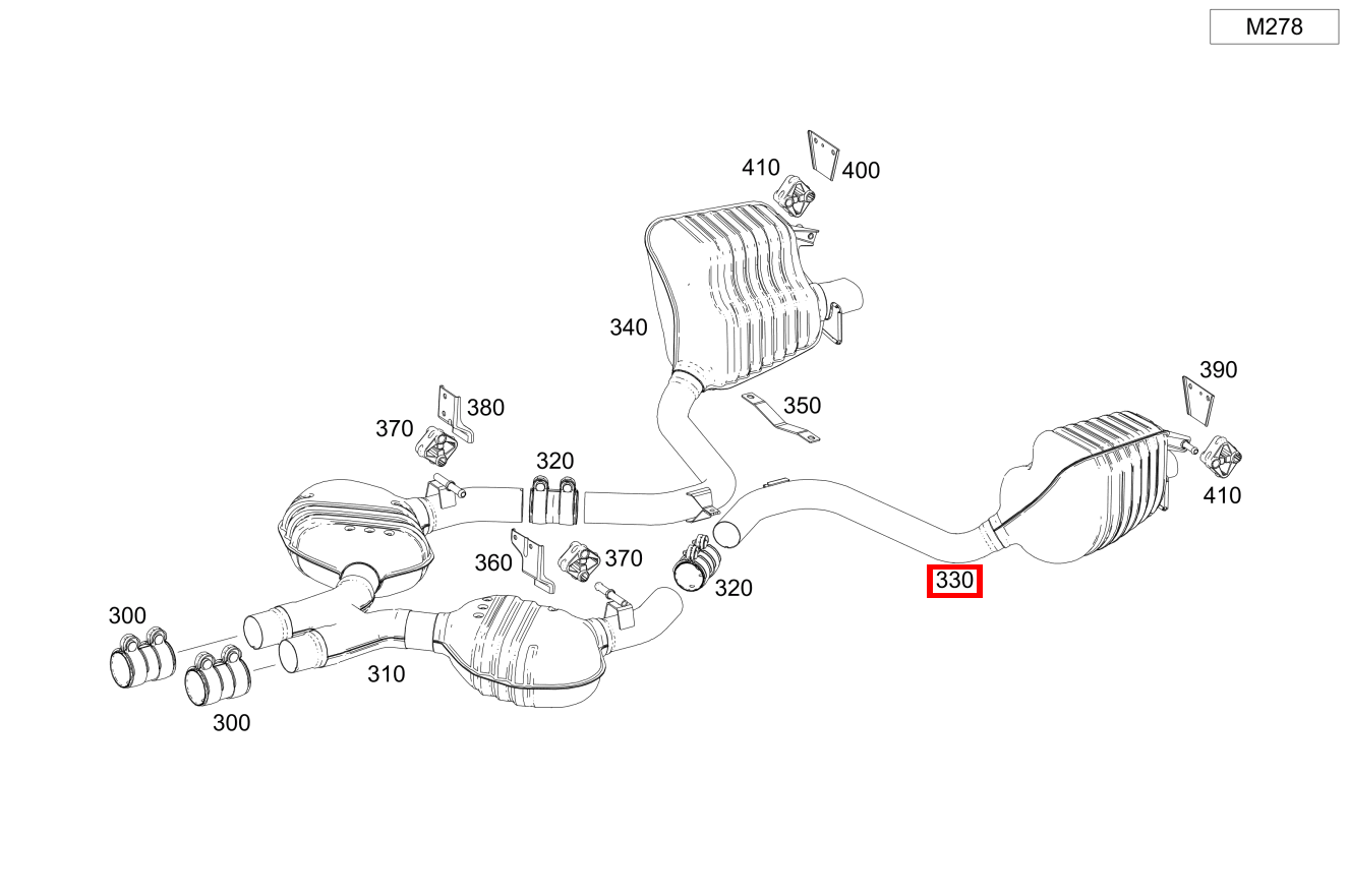 ABGASLEITUNG HINTEN Nachschalldämpfer links SL500 231