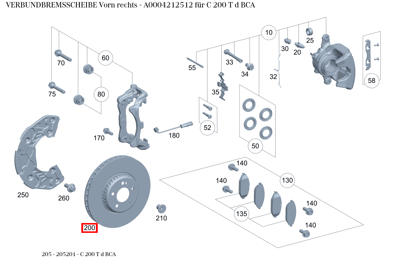 Verbundbremsscheibe Vorn rechts C 200 T d BCA 205 Verbundbremsscheibe Vorn rechts C 200 T d BCA 205
