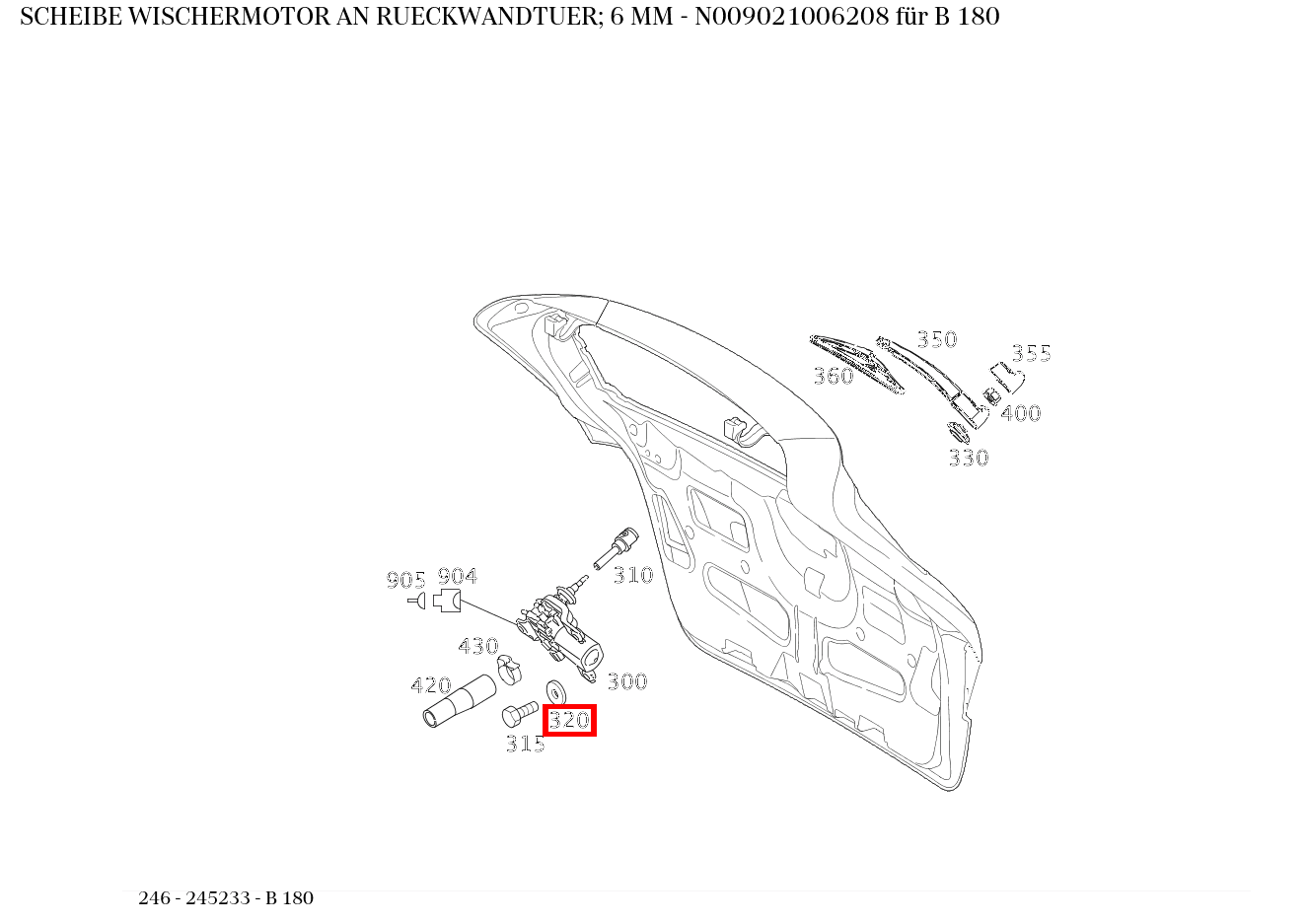 Scheibe WISCHERMOTOR AN RUECKWANDTUER; 6 MM B 180 246 Scheibe WISCHERMOTOR AN RUECKWANDTUER; 6 MM B 180 246