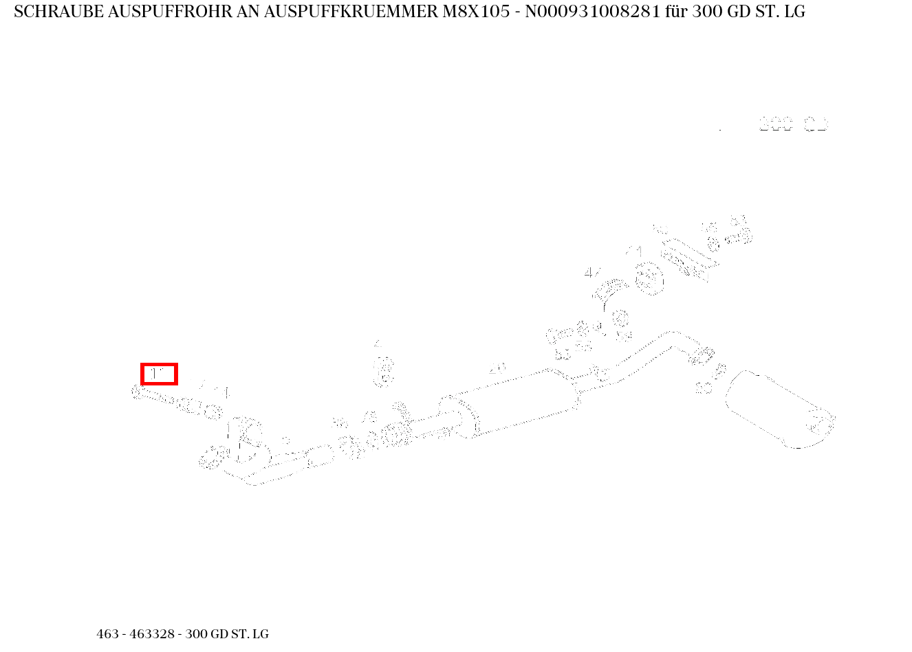 Schraube AUSPUFFROHR AN AUSPUFFKRUEMMER M8X105 300 GD ST. LG 463 Schraube AUSPUFFROHR AN AUSPUFFKRUEMMER M8X105 300 GD ST. LG 463