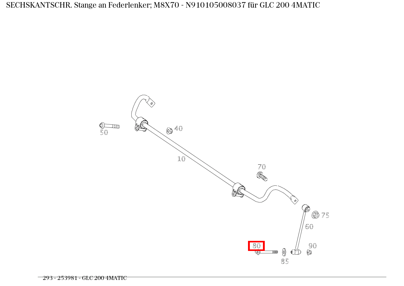 Sechskantschraube Stange an Federlenker; M8X70 , , und weitere kaufen