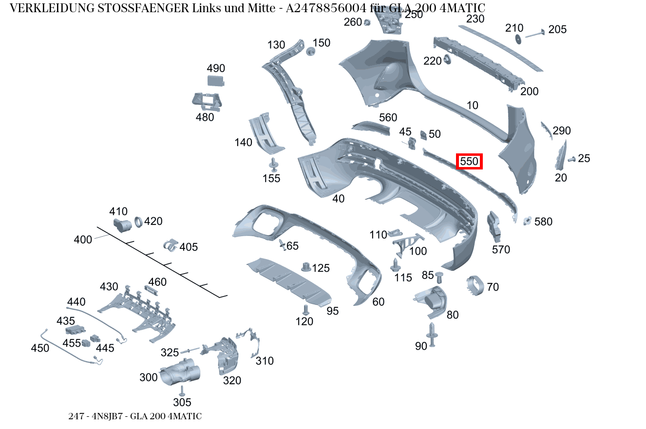 Verkleidung Stossfänger Links und Mitte GLA 200 4MATIC 247