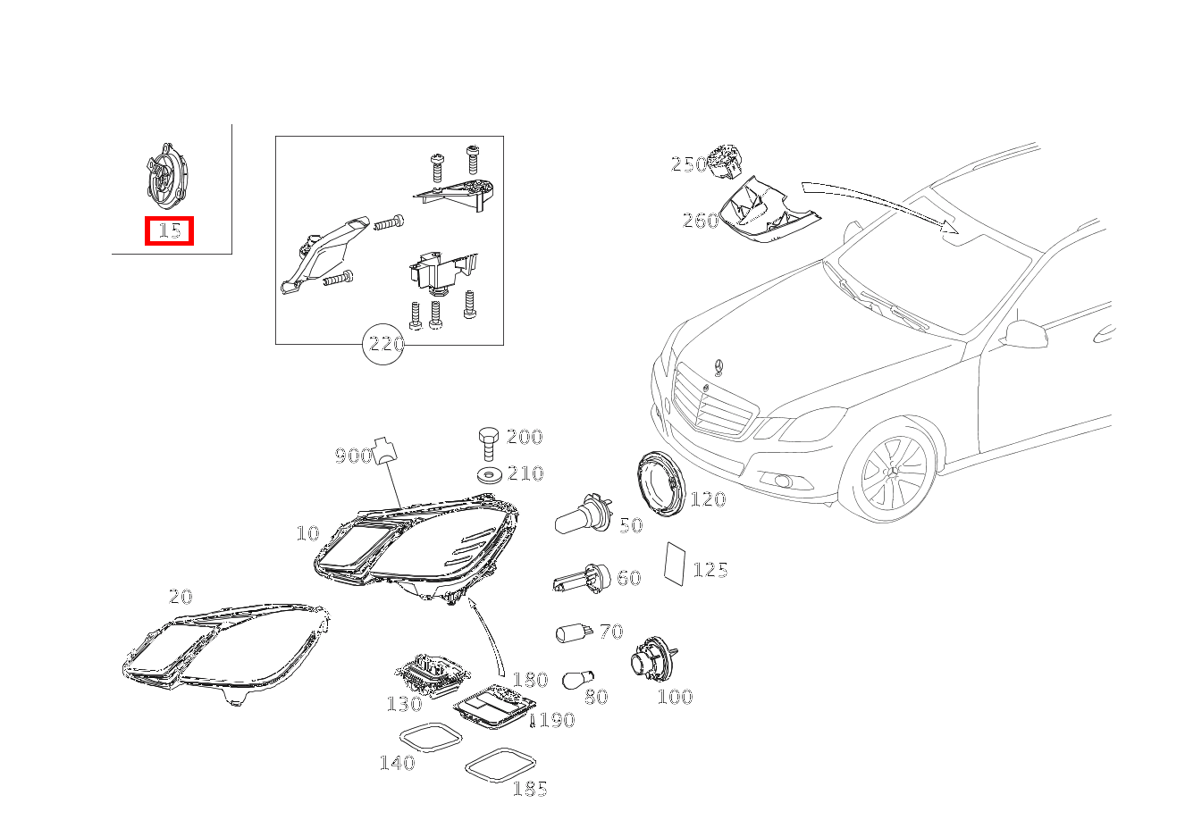 Lüfter LINKS INNEN E 220 CDI T-Modell 253