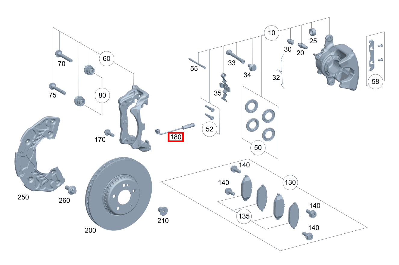 Belagverschleisssensor Bremsbelagverschleissanzeige vorne Mercedes-AMG C 63 S Cabriolet 205 Belagverschleisssensor Bremsbelagverschleissanzeige vorne Mercedes-AMG C 63 S Cabriolet 205