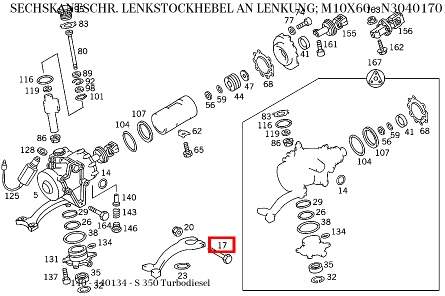 Sechskantschraube LENKSTOCKHEBEL AN LENKUNG; M10X60 S 350 Turbodiesel 140 Sechskantschraube LENKSTOCKHEBEL AN LENKUNG; M10X60 S 350 Turbodiesel 140