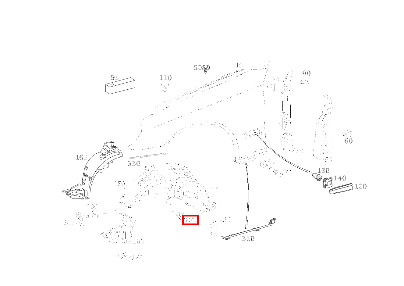 KUNSTSTOFFMUTTER QUERTRAEGER,RECHTS CLK 63 AMG Cabriolet 209
