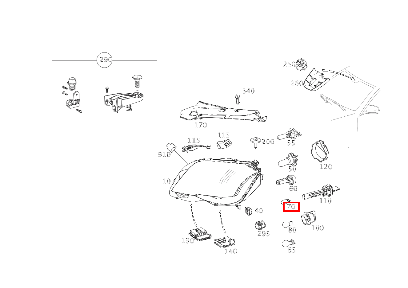 Glühlampe FUER SEITENMARKIERUNGSLICHT; 12V-5W GLK220BT 4M 204