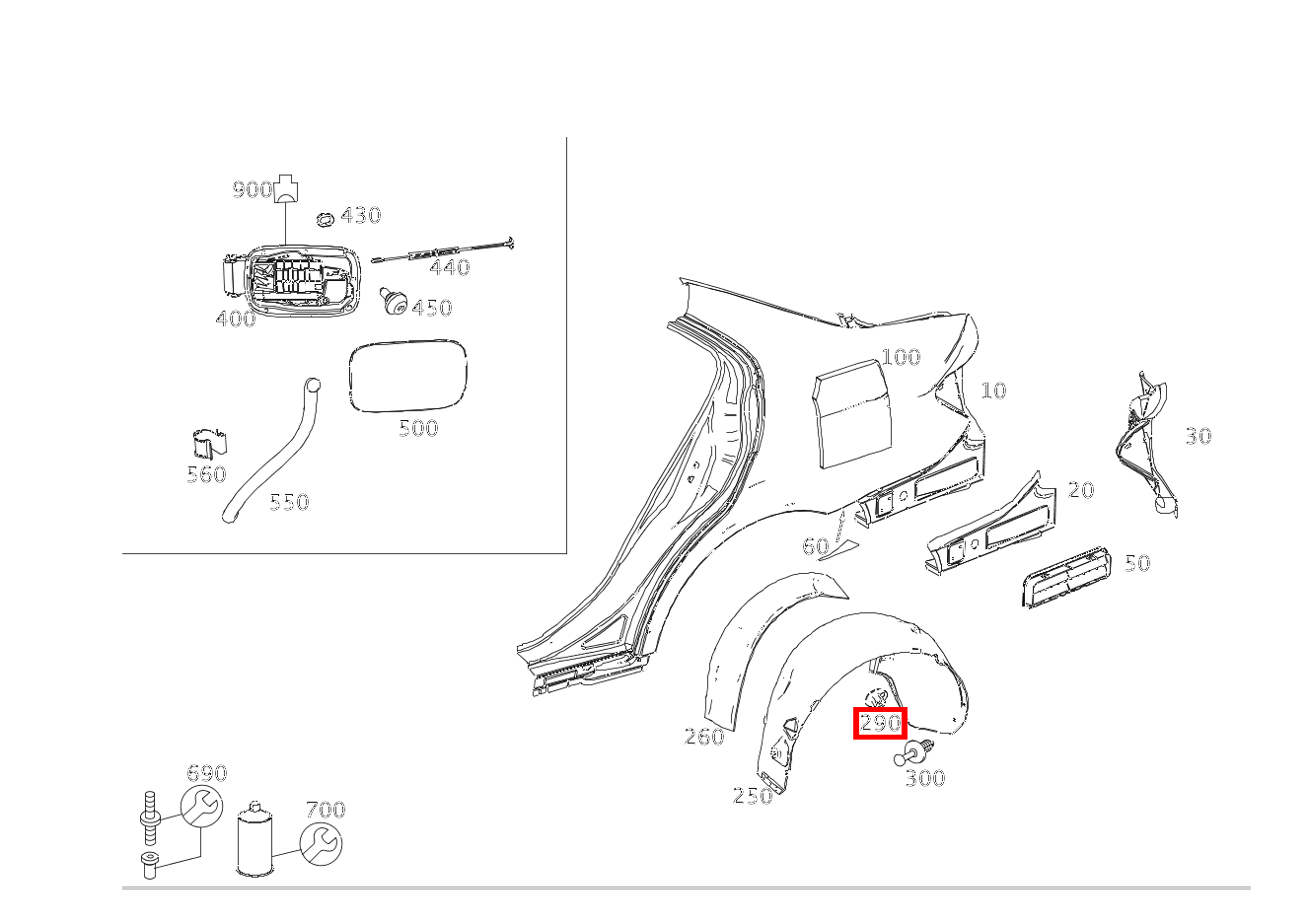 KUNSTSTOFFMUTTER BEFESTIGUNG ABDECKUNG RECHTS C 180 205