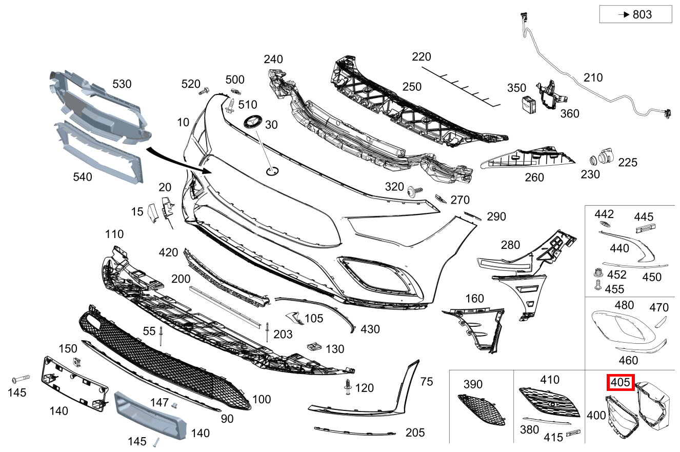 Abdeckung Stossfänger Unten links Mercedes-AMG CLA 45 S 4MATIC+ Shooting Brake 118 Abdeckung Stossfänger Unten links Mercedes-AMG CLA 45 S 4MATIC+ Shooting Brake 118