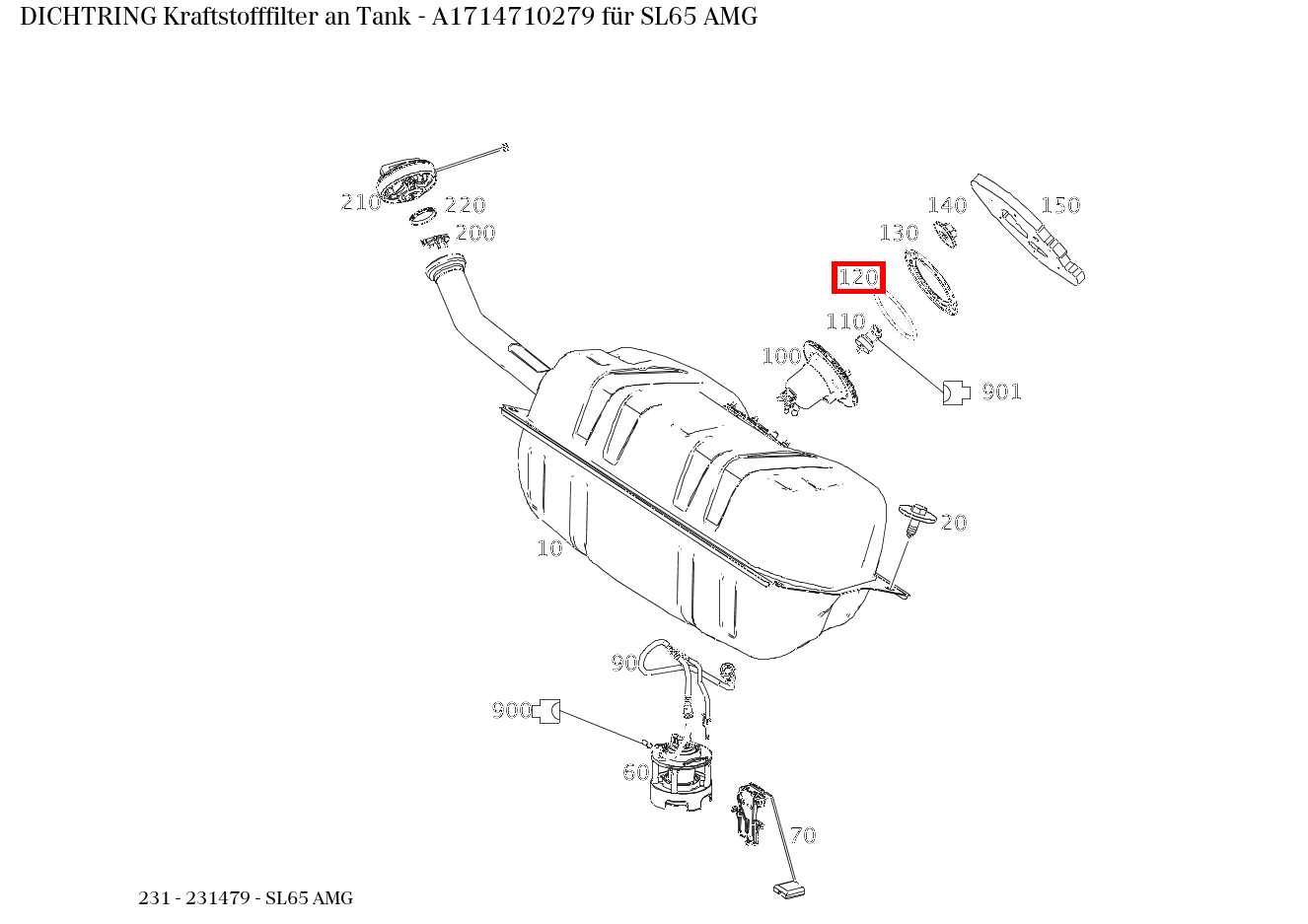 Dichtring Kraftstofffilter an Tank SL65 AMG 231 Dichtring Kraftstofffilter an Tank SL65 AMG 231