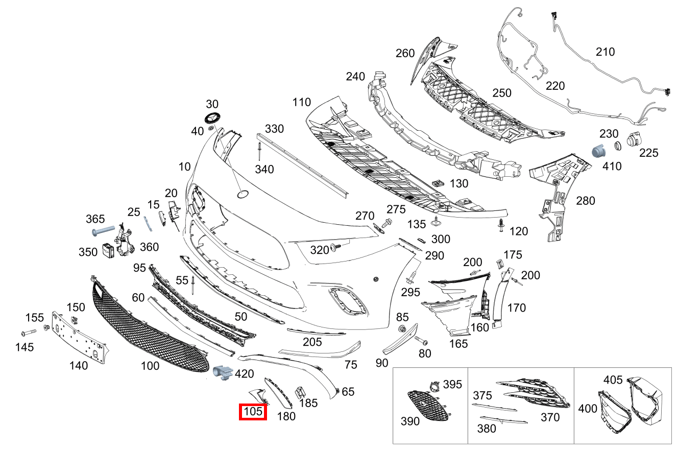 Abdeckung Stossfänger Unten links Mercedes-AMG A 45 S 4MATIC+ Kompaktlimousine 177